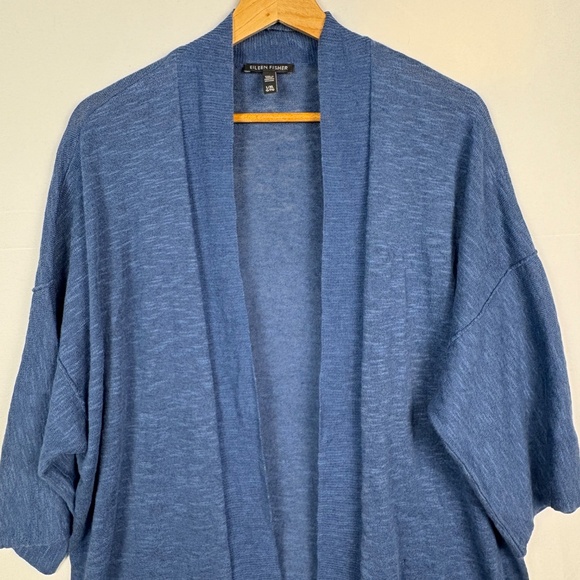 Eileen Fisher Linen Cotton Knit Duster Cardigan Top L/ XL Breathable Lagenlook - Picture 2 of 14